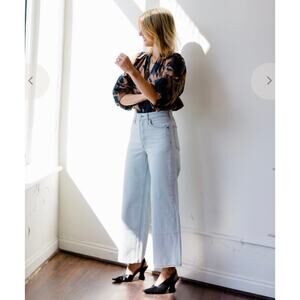 Rag & Bone Maya High Rise Ankle Wide Leg Jeans Sz 28 Ditch Plains WDD21P2752B1DP